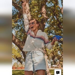 Faherty Cabana Towel Terry Striped Half-Zip Pullover NWT